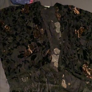 Black fringe kimono